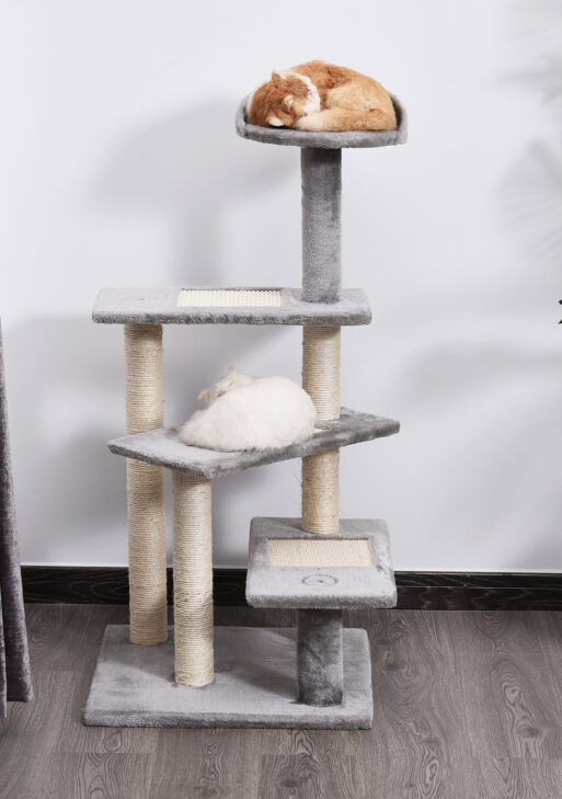 40" 5-Level Revolving Stair Cat Tree Scratcher Climbing Activity Tower with Play Center and Resting Perch - Gray