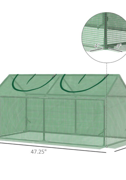 4' x 2' x 2' Portable Mini Greenhouse, Small Green House with PE Cover, Roll-up Zippered Windows for Indoor, Outdoor Garden, Green