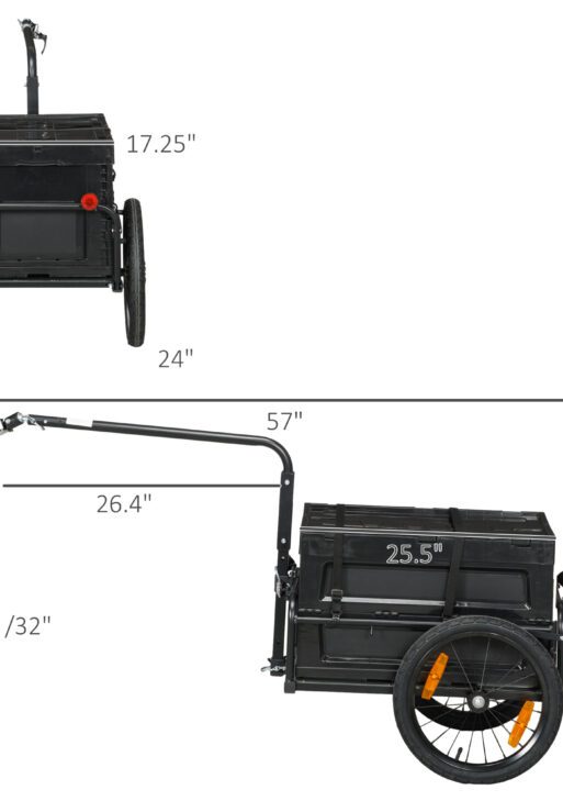 Trailer for Bike, Bicycle Cargo Trailer with Removable Storage Box, Galvanized Bottom