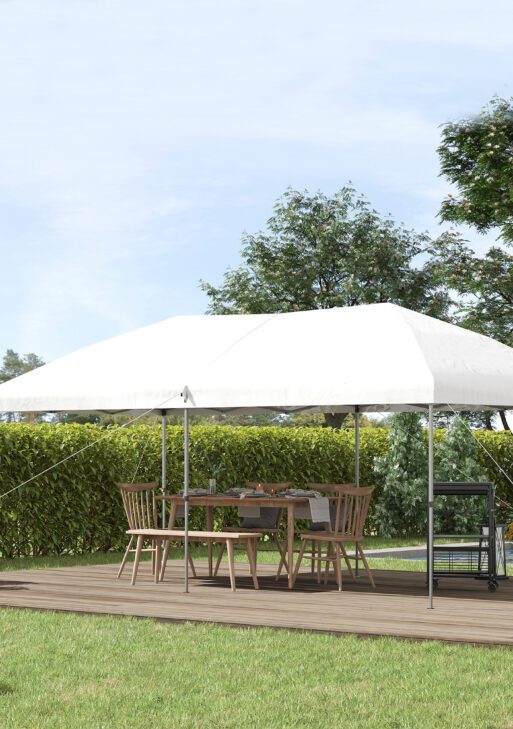 10' x 19' Pop Up Canopy with Easy Up Steel Frame, 3-Level Adjustable Height and Carrying Bag, Sun Shade Event Party Tent for Patio, Backyard, Garden, Off-White