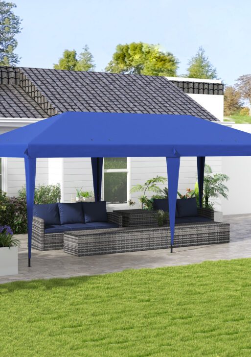 10x20 Pop Up Canopy, Outdoor Party Tent, Easy Setup, Ideal for Family & Friends, Blue