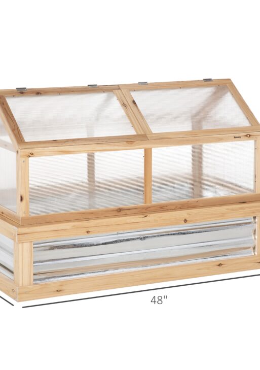 48" x 24" x 32.25" Elevated Planting Beds Garden Wooden Cold Frame Greenhouse Flower Planter Protection Wood