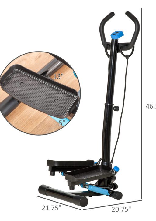 Twist Stepper Machine with Resistance Bands, Adjustable Workout Fitness Equipment with Handle Bar and LCD Display for Home Gym Exercise