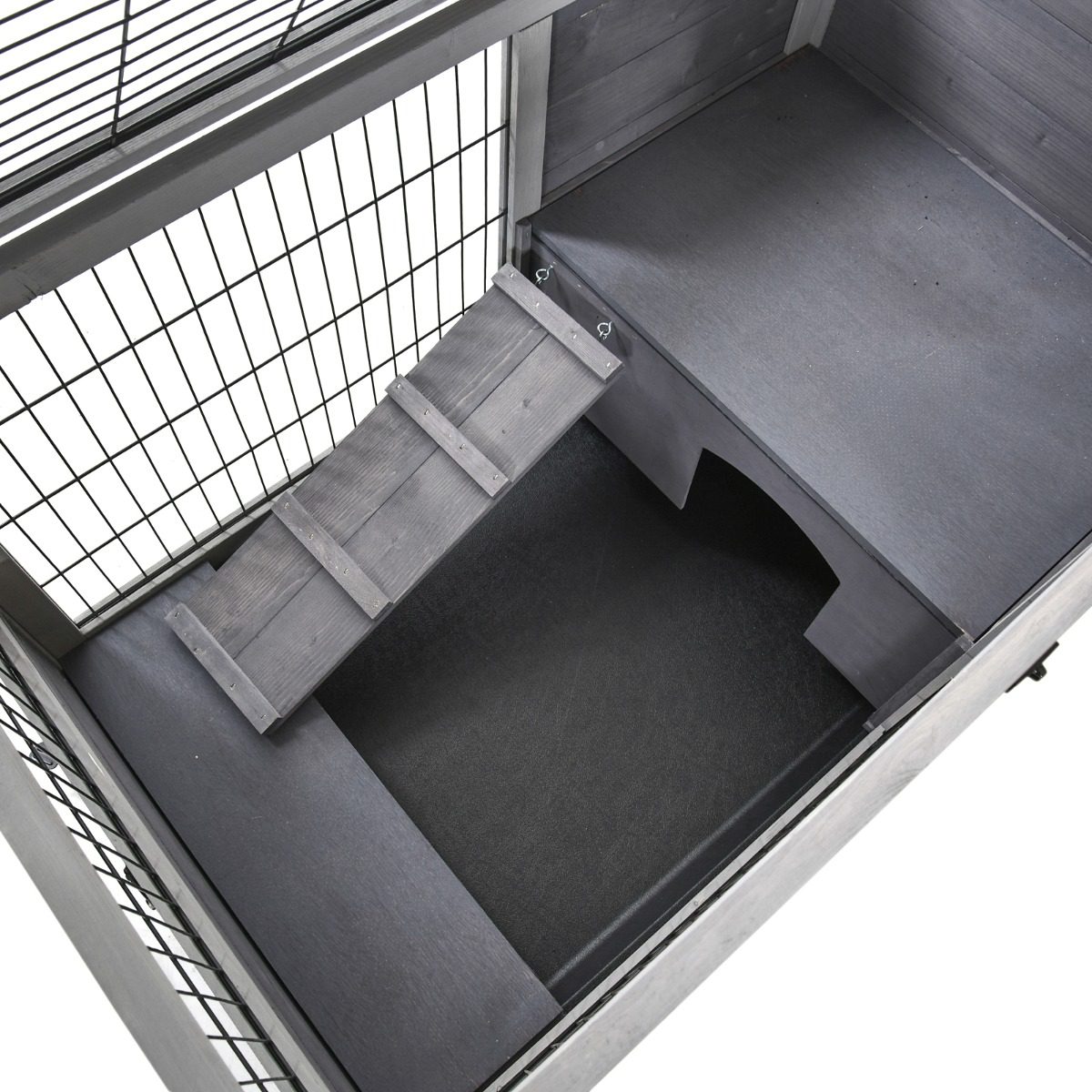 Indoor Rabbit Enclosure, Wooden Elevated Cage Habitat with Enclosed Run with Wheels - Ideal for Rabbits and Guinea Pigs - Image 6