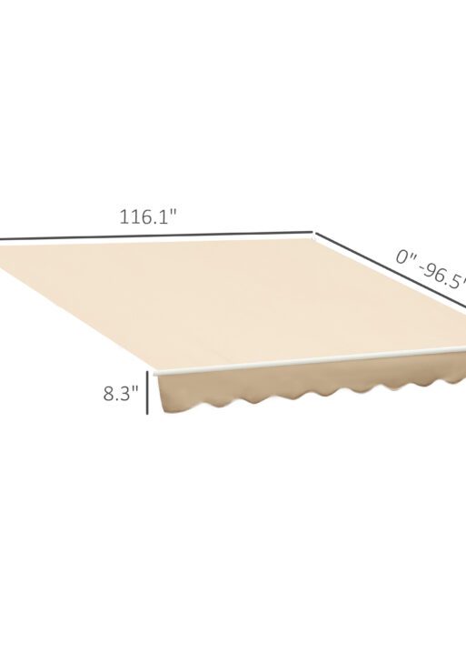 10' x 8' Retractable Awning, Patio Awnings, Sunshade Shelter w/ Manual Crank Handle, UV & Water-Resistant Fabric and Aluminum Frame for Deck, Balcony, Yard, Beige