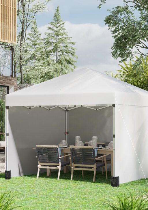 10' x 10' Pop Up Canopy Tent with 3 Sidewalls, Leg Weight Bags and Carry Bag, Height Adjustable, Instant Party Tent Event Shelter Gazebo for Garden, Patio, Cream