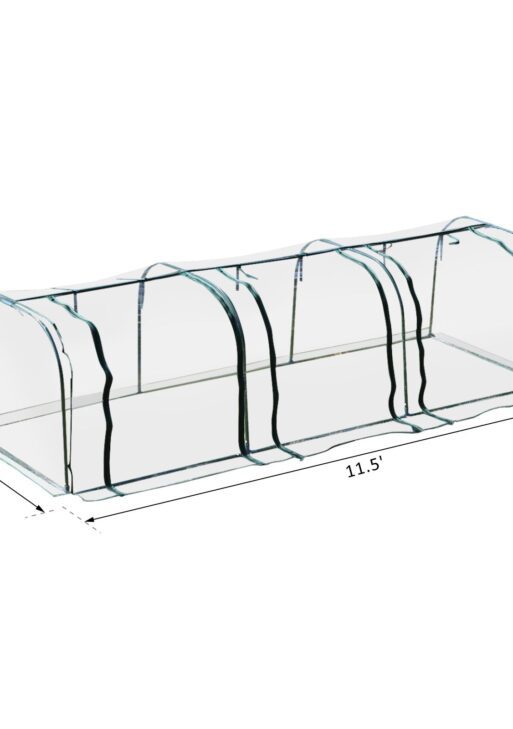 11.5' L x 3.25' W x 2.5' H PVC Metal Tunnel Garden Greenhouse Kit