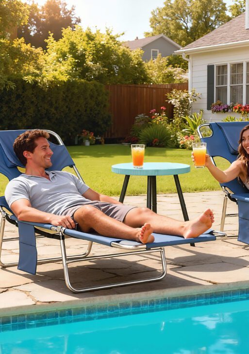 Folding Outdoor Chaise Lounge Sun Tanning Chair with Face Cavity, Pillow, 5-level Adjustable for Beach, Pool, Gray