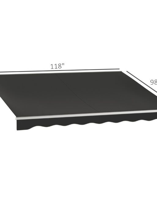 10' x 8' Electric Awning, Retractable Awning, UV Protection Sun Shade Shelter with Remote Controller and Manual Crank Handle for Deck, Balcony, Yard, Black