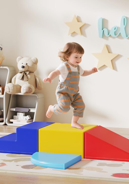 Foam Play Set for Toddlers and Children Crawling or Sliding, Multicolor