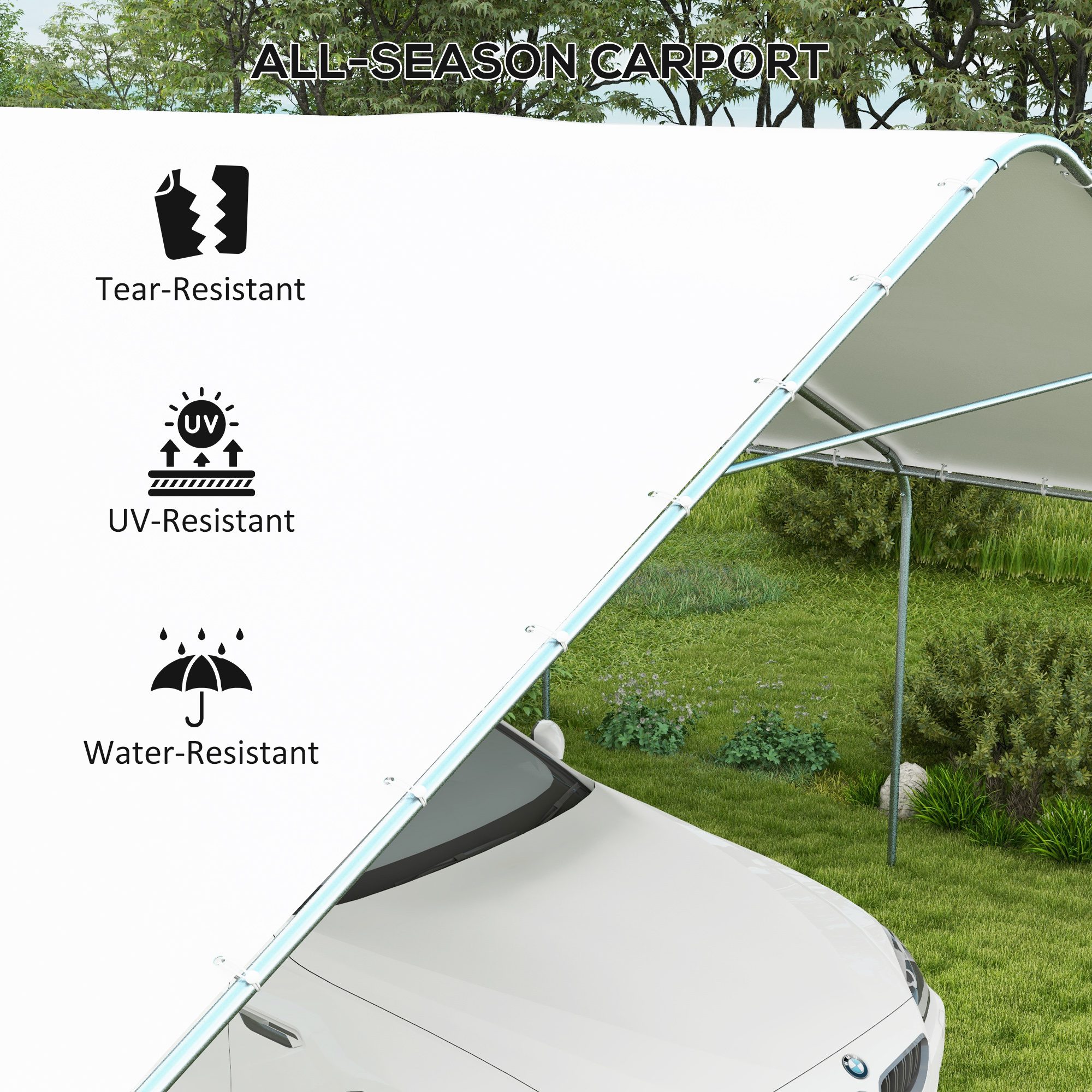 19' x 19.5' Carport, Portable Garage and Patio Canopy Tent, Anti-UV Cover for Car, Truck, Boat, Catering, Wedding - Image 2