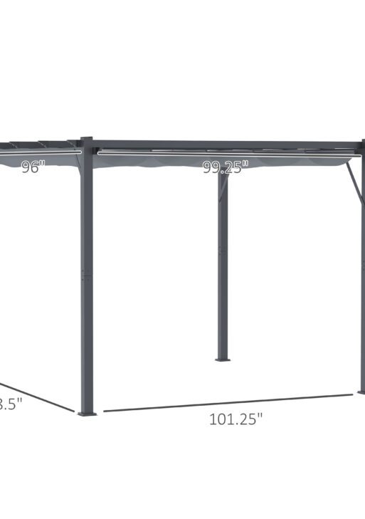 10' x 10' Outdoor Retractable Pergola Canopy, Aluminum Patio Pergola, Backyard Shade Shelter for Garden & Parties, Gray