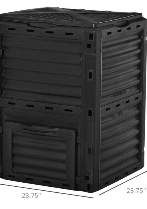 Garden Compost Bin 80 Gallon Outdoor Large Capacity Composter Fast Create Fertile Soil Aerating Box, Easy Assembly, Black