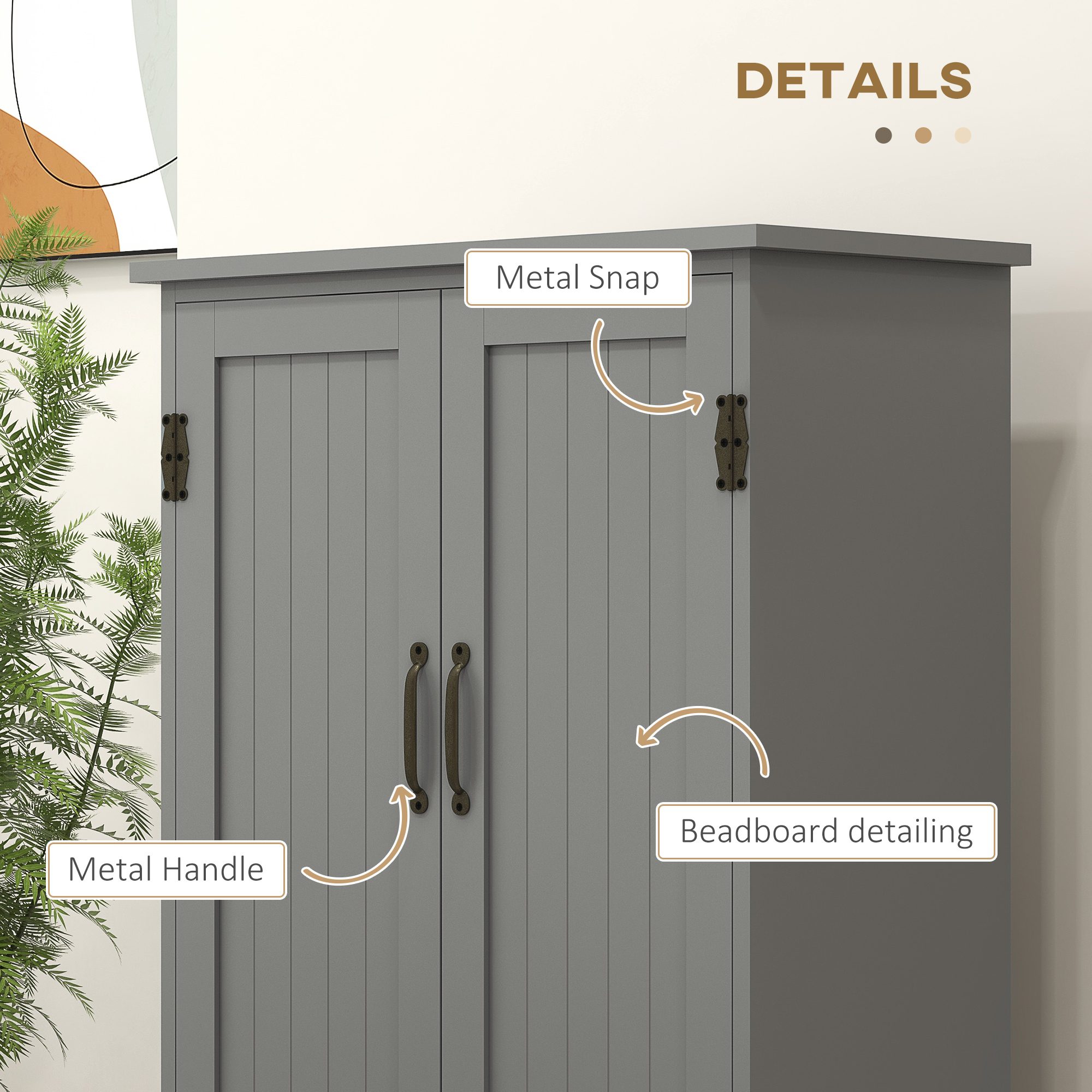 Accent Floor Storage Cabinet Kitchen Pantry with Adjustable Shelves and 2 Lower Doors, Gray - Image 3