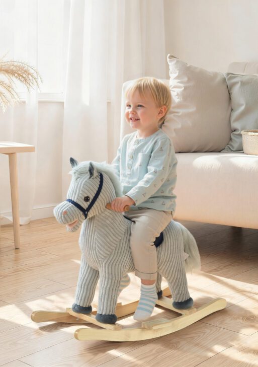 Kids Rocking Horse Plush Ride on Horse Toddle Rocker for 36-72 Months