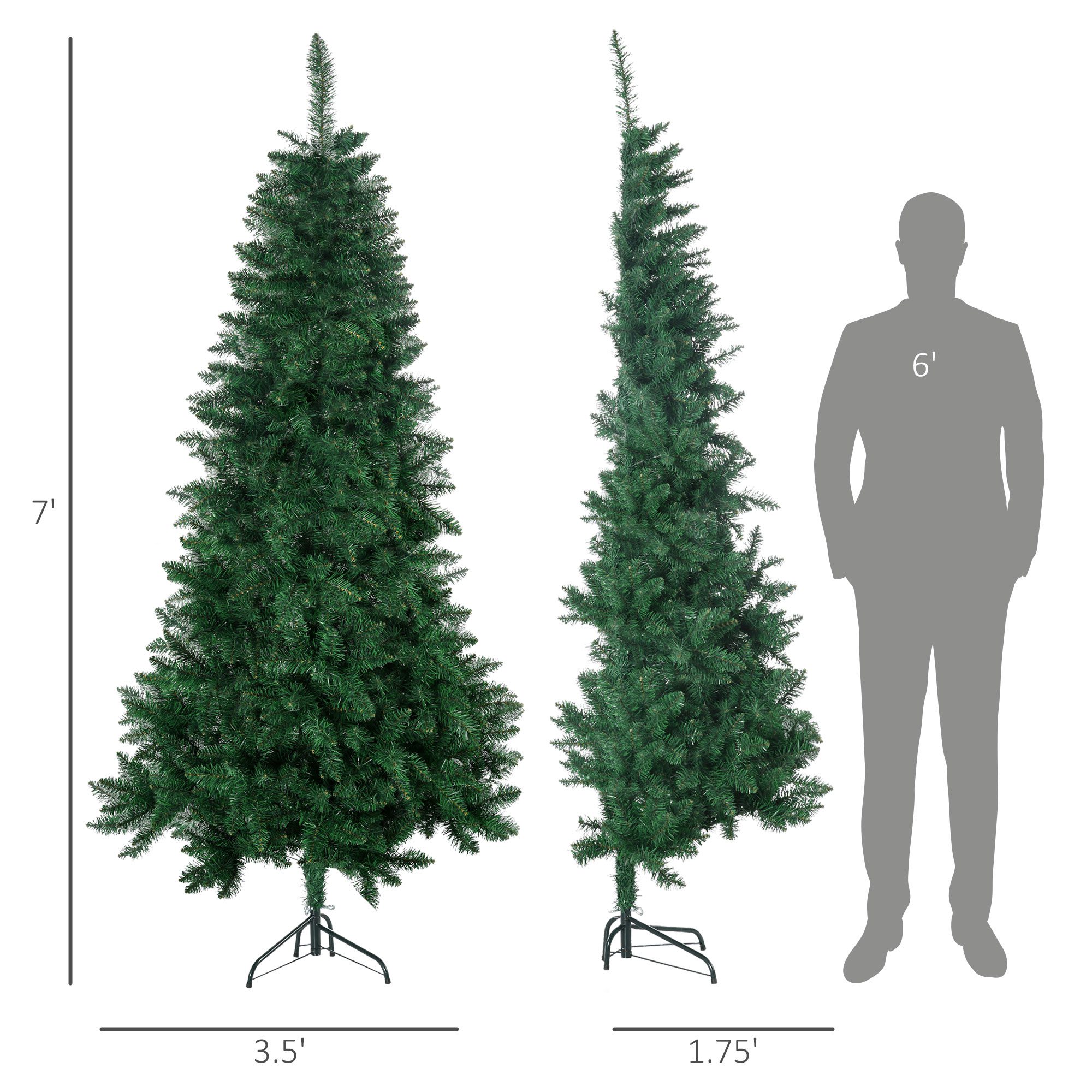 7' Artificial Half Christmas Trees with Auto Open, Steel Base, for Indoor Xmas Décor - Image 1
