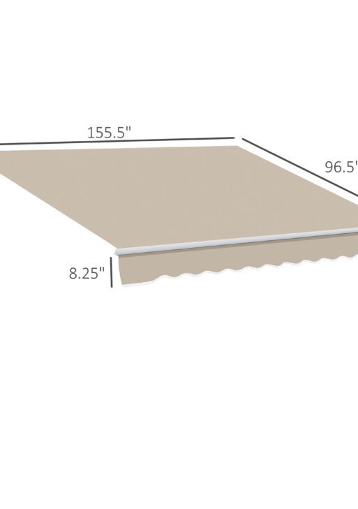 13' x 8' Retractable Awning, Patio Awnings, Sunshade Shelter w/ Manual Crank Handle, UV & Water-Resistant Fabric and Aluminum Frame for Deck, Balcony, Yard, Beige