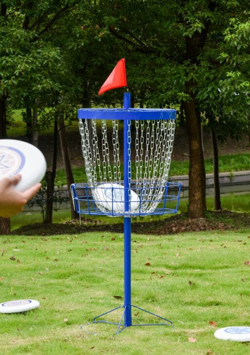 Portable Disc Golf Basket Target with 24-Chain, Travel Bag, Dark Blue