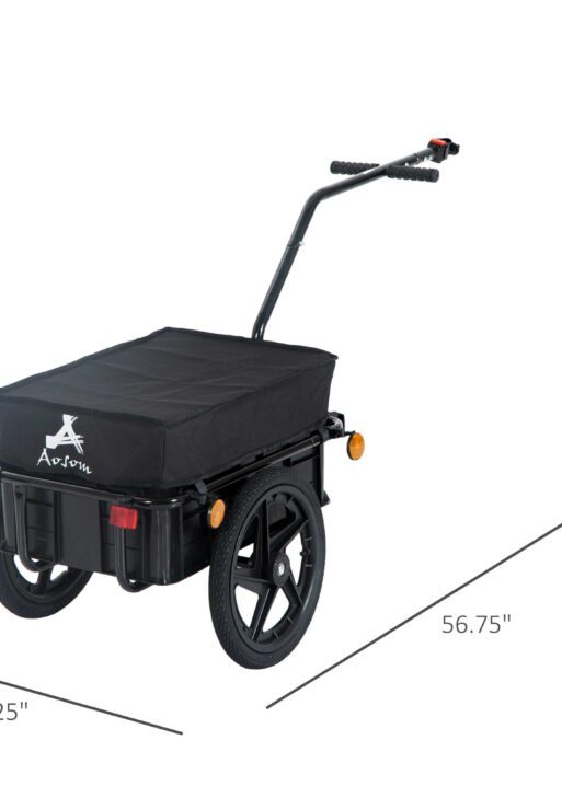 Bicycle Cargo Trailer with Removable Box and Waterproof Cover, Bike Wagon Trailer with Two 16in Wheels