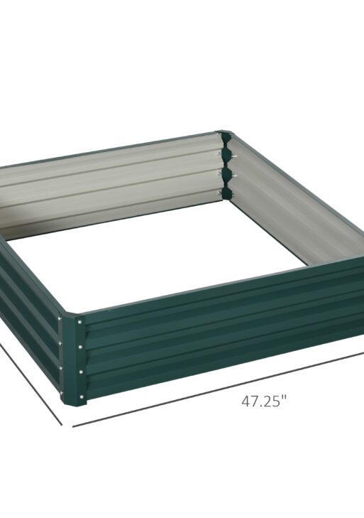 Galvanized Raised Garden Bed, 4' x 4' x 1' Metal Planter Box, for Growing Vegetables, Flowers, Herbs, Succulents, Green