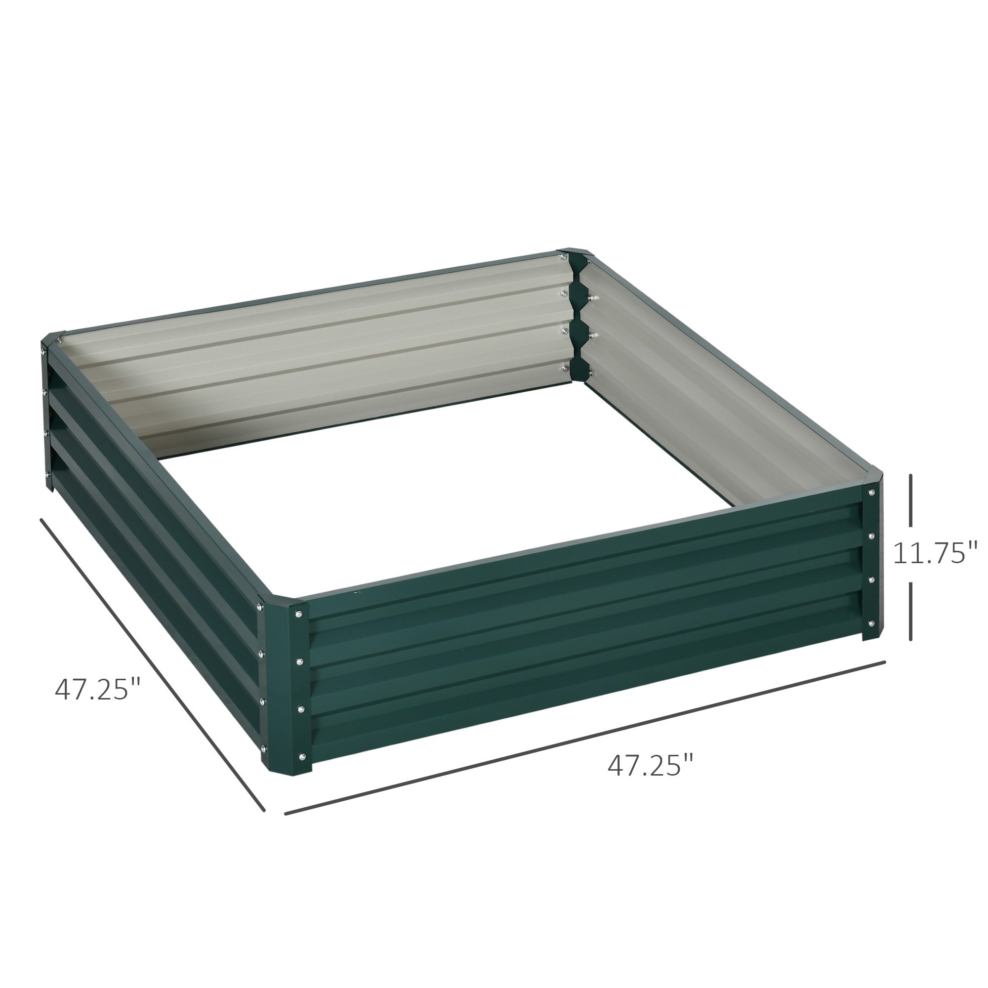Galvanized Raised Garden Bed, 4' x 4' x 1' Metal Planter Box, for Growing Vegetables, Flowers, Herbs, Succulents, Green - Image 1