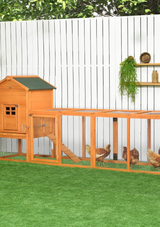 Extra Large Run Included Chicken Coop with Removable Tray Orange