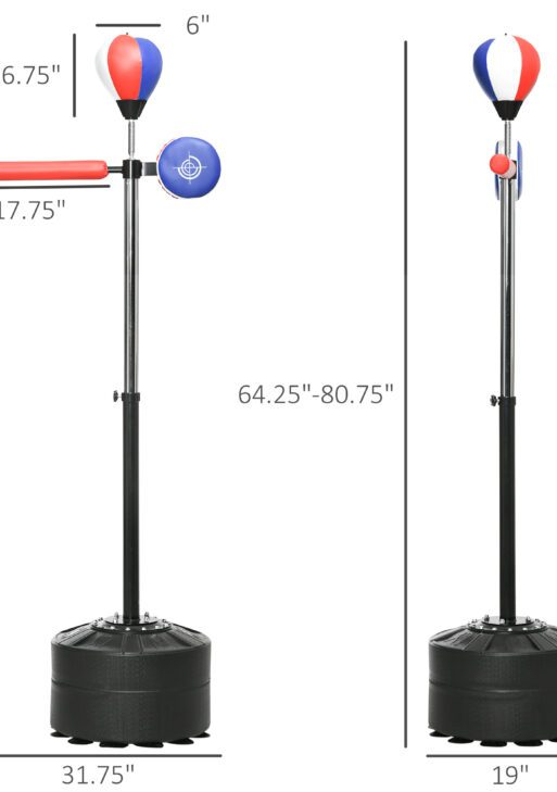 Free Standing Boxing Bag with Stand, Punching Speed Bag Reaction Bar Challenge with Suction Cups, 64-81in Adjustable Height for Teenagers and Adults, Multi