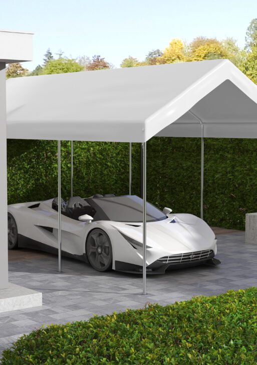 20' x 10' Carport Replacement Canopy for Model 84C-207WT or 84C-386V00WT with Ball Bungee Cords, White (Only Cover)