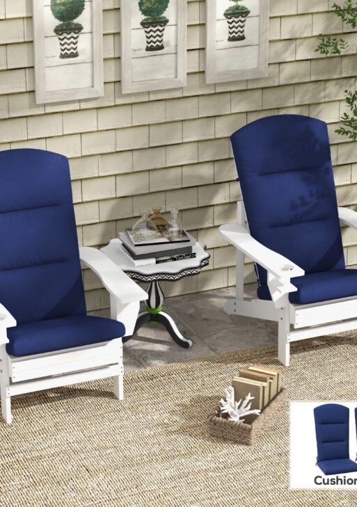 Outdoor Chair Cushions for Adirondack Chair, Replacement Cushions with Ties, Seat & Back Cushion, Blue