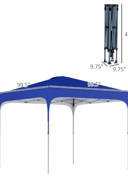 8' x 8' Pop Up Canopy Tent with Wheeled Carry Bag and 4 Sand Bags, Instant Sun Shelter, Tents for Parties, Height Adjustable, for Outdoor, Garden, Patio, Royal Bue