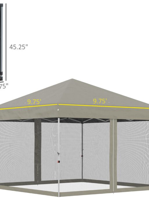 10' x 10' Pop Up Canopy Tent, Tents for Parties with Wheeled Carry Bag, Screen House Room, Height Adjustable Portable Gazebo, for Outdoor, Garden, Patio, Beige