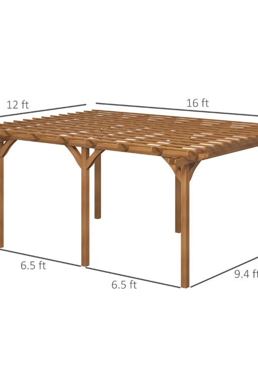 12' x 16' Outdoor Pergola Grape Trellis, Wood Gazebo for Climbing Plants at Garden, Patio, Backyard, Deck, Brown