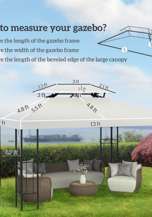 Gazebo Replacement Canopy for Model 84C-101, 2-Tier Top Cover for 10' x 13' Gazebo, Charcoal (TOP ONLY)