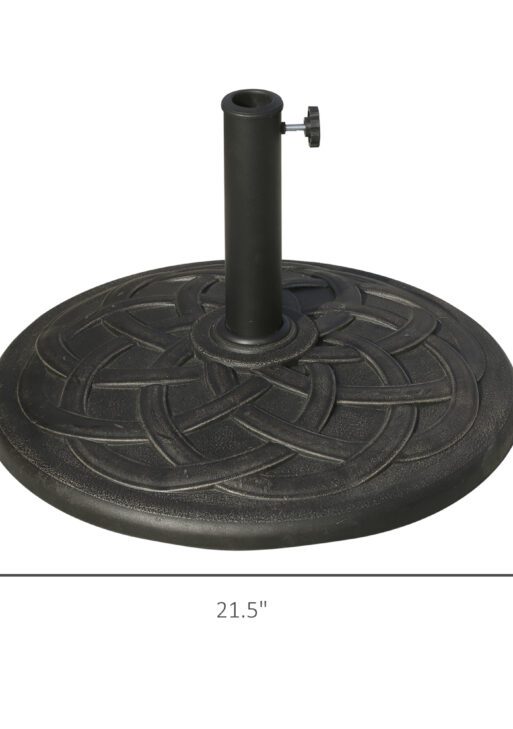 22" 42 lbs Round Resin Umbrella Base Stand Market Parasol Holder with Beautiful Decorative Pattern & Easy Setup, for Φ1.5", Φ1.89" Pole, for Lawn, Deck, Backyard, Garden, Bronze