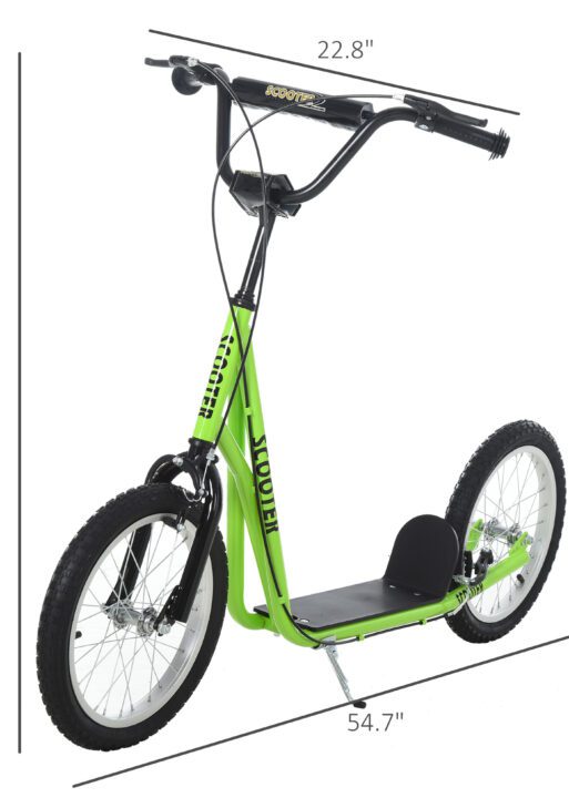 Youth Scooter Kick Scooter for Kids 5+ with Adjustable Handlebar Front and Rear Dual Brakes, Light Green