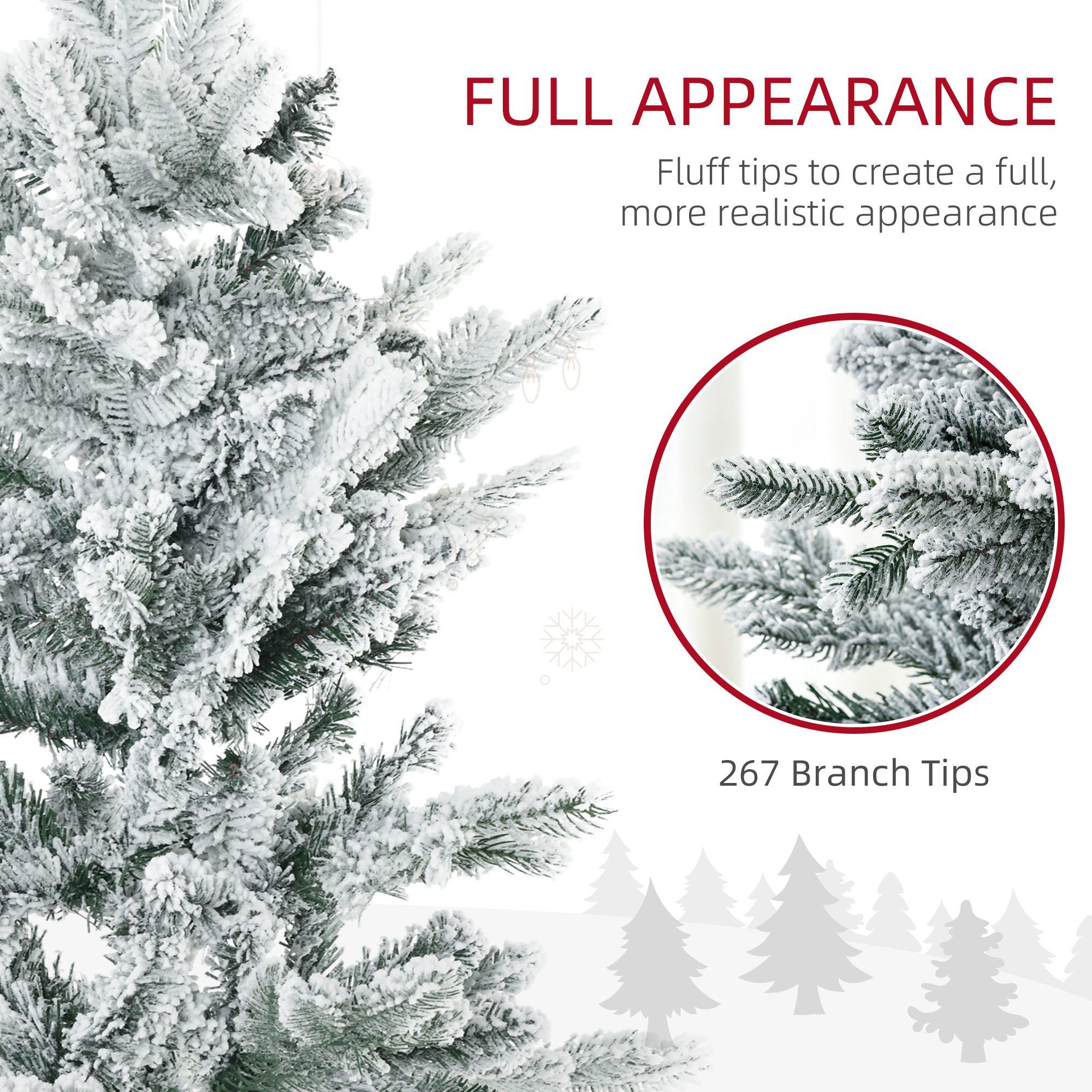 4.5' Artificial Flocked Christmas Trees, with Snow Frosted Branches, Auto Open, Steel Base - Image 3