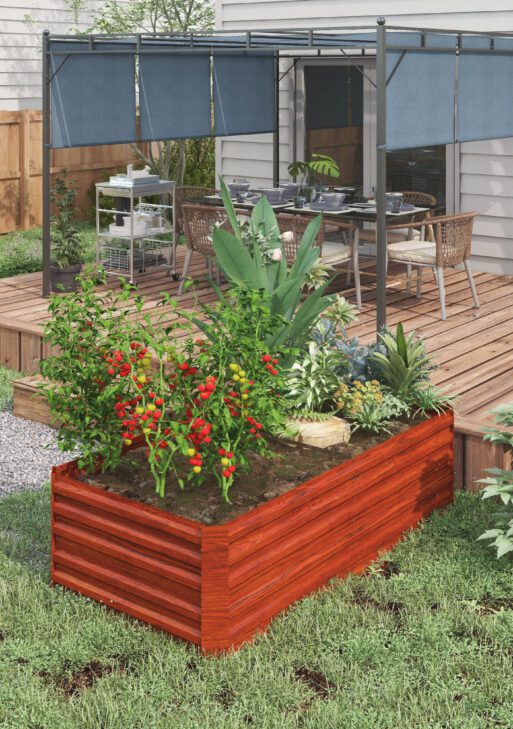 Galvanized Raised Garden Bed, Steel Outdoor Planters with Reinforced Rods, 71" x 36" x 23", Dark Brown