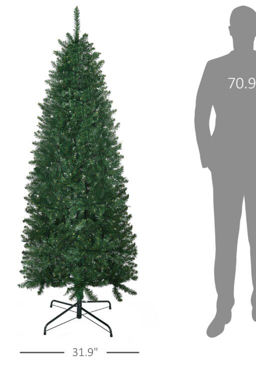 6' Artificial Christmas Tree, Unlit Xmas Tree with Realistic Branch Tips for Indoor, Home, Holiday, Green