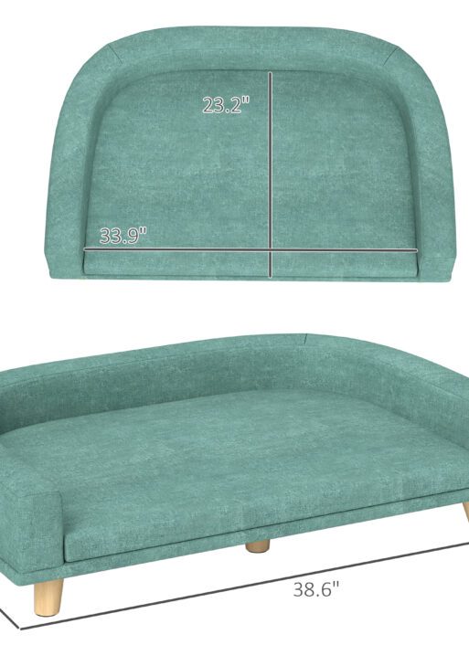 Dog Sofa Couch Bed with Washable Cushion for Large Dogs, Cats, Green