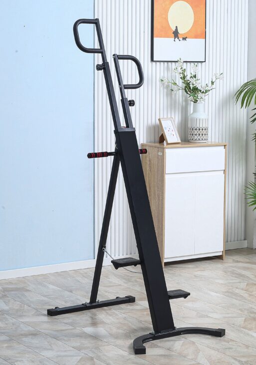 Folding Vertical Climber Exercise Machine, Height Adjustable Climbing Machine, Stair Stepper with LCD Monitor and Transport Wheels for Full Body Workout