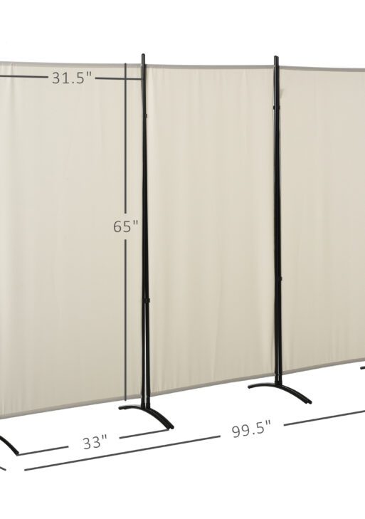 6' 3 Panel Room Divider, Indoor Privacy Screen for Home, Beige