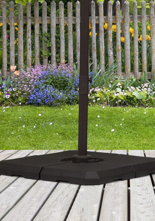 4-Piece Heavy Duty Cantilever Offset Umbrella Stand Base Weight, 264 lb. Capacity, Easy to Fill with Water or Sand