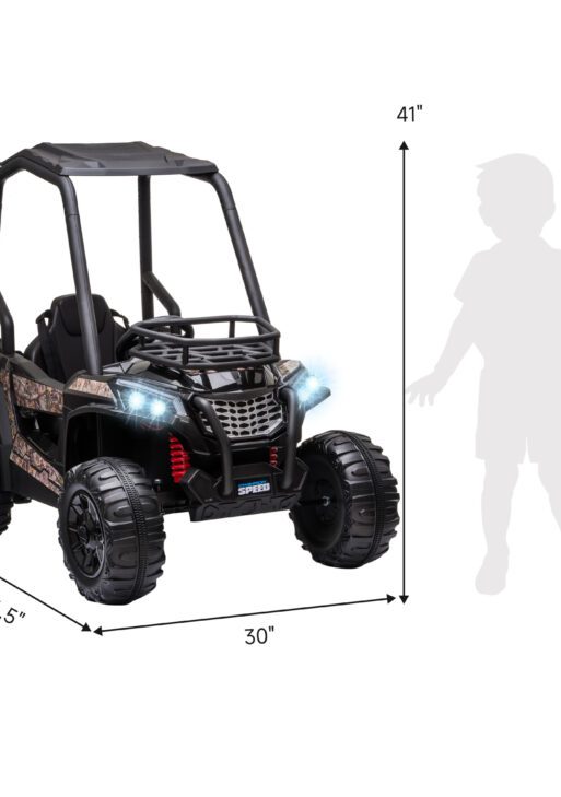 12V Dual Motor Kids Electric Ride-on UTV Toy with MP3/USB Music Connection, Suspension & Remote Control - Camo