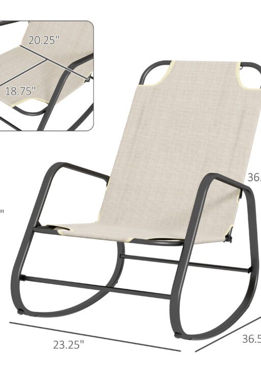 Garden Rocking Chair Outdoor Indoor for Patio, Balcony, Porch, Light Brown