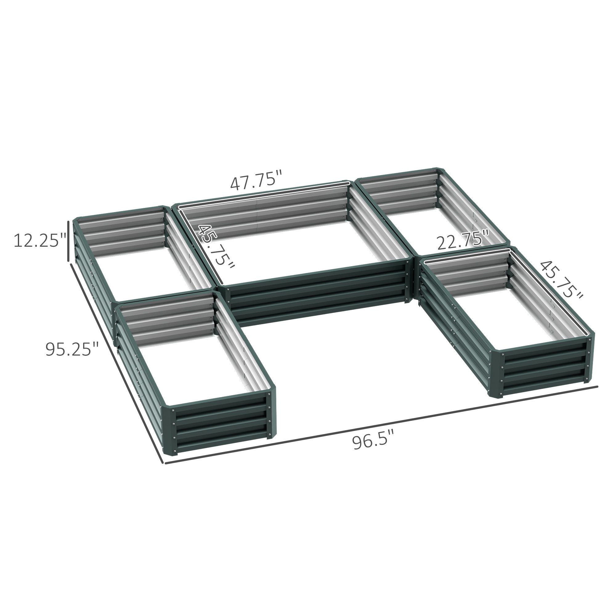 Steel Raised Garden Bed, Set of 5 Large Box Planters for Outdoor Plants Vegetables Flowers Herbs, 8x8x1ft, Green - Image 1