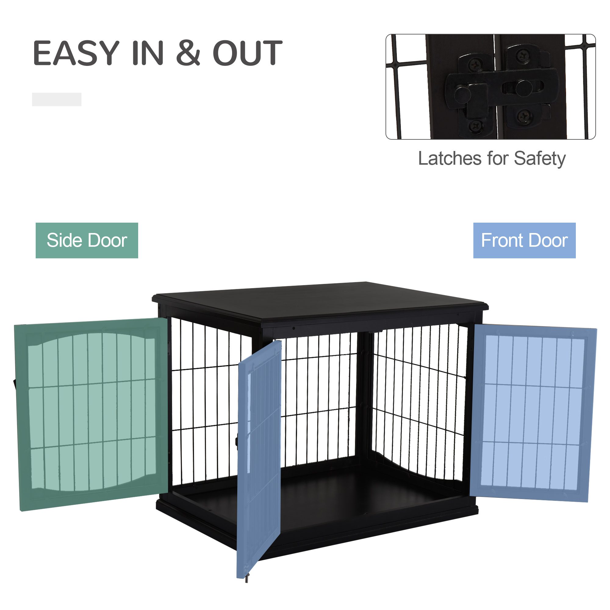 Dog Crate Furniture, 32" Small Dog Cage End Table with 2 Doors, Lockable Door, Puppy Kennel Indoor, Black - Image 4