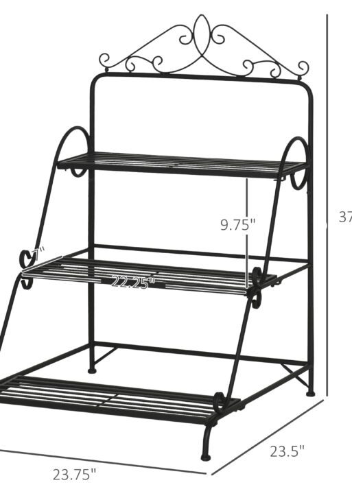Outdoor Plant Stand, 3 Tier Metal Plant Shelf, Stair Style Flower Stand, Plant Display Storage Organizer for Indoor Outdoor Patio Balcony Yard