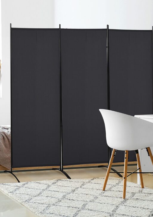 6' 3 Panel Room Divider, Indoor Privacy Screen for Home, Black