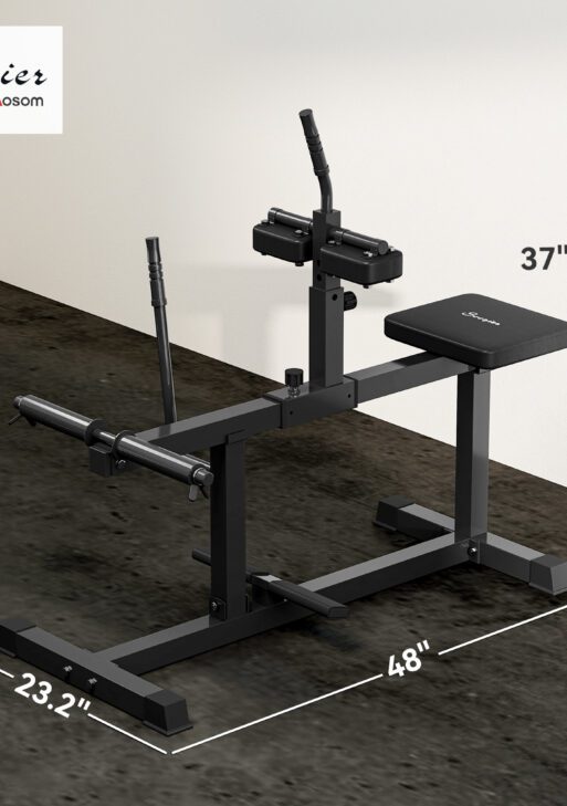 Soozier Adjustable Steel Seated Calf Raise Exercise Strength Training Gym Equipment, Black