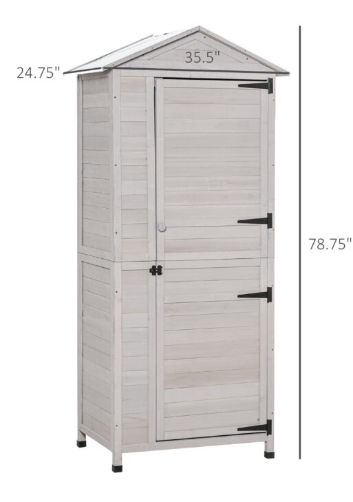 Wooden Garden Cabinet 4-Tier Storage Shed Lockable Organizer w/ Foot Pad Handle